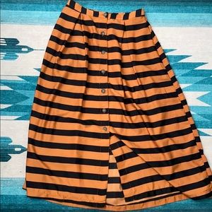 Orange & Black Striped Skirt Fall Colors size 6
